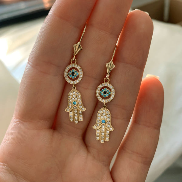 Hamsa & Evil Eye Earring and Anklets high quality Set