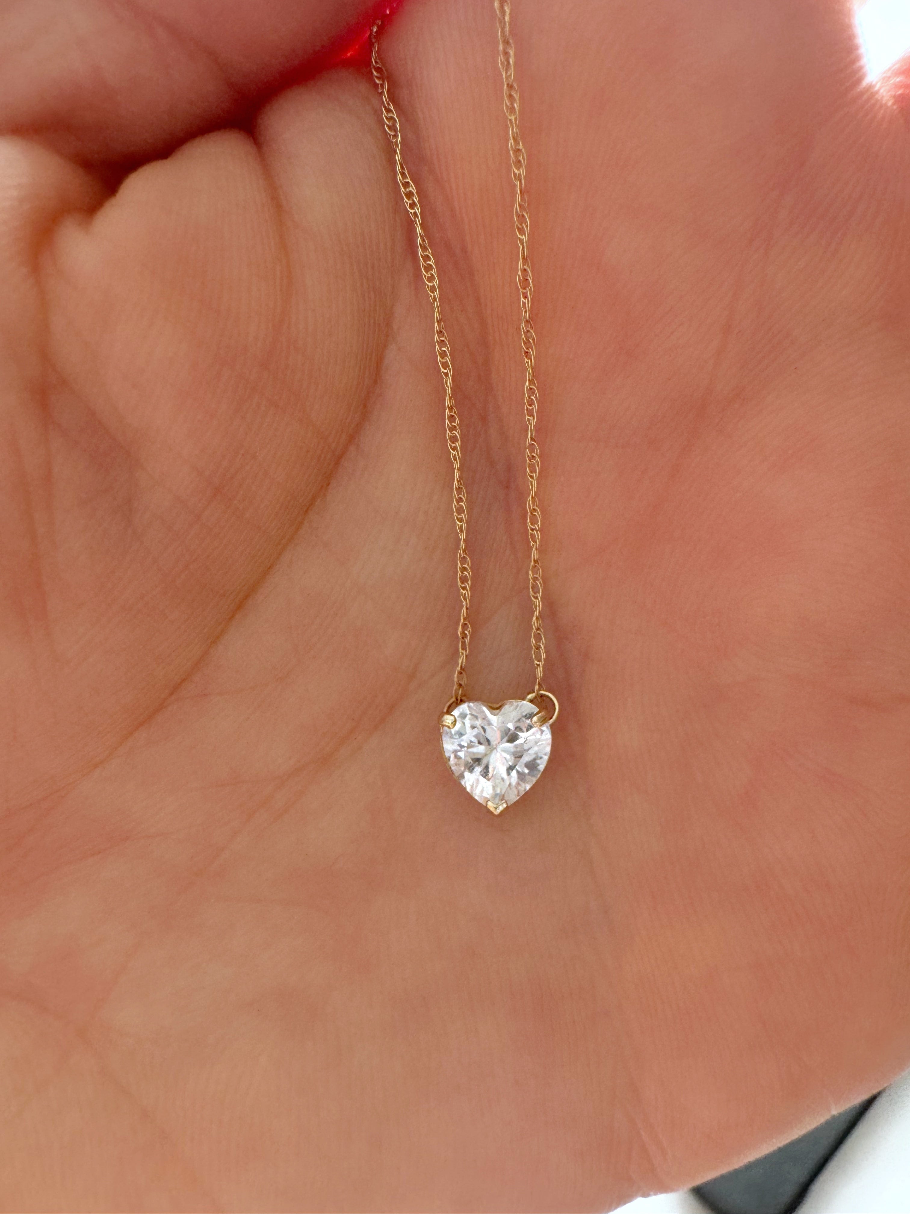 Mini 14k Gold Heart Prong Necklace