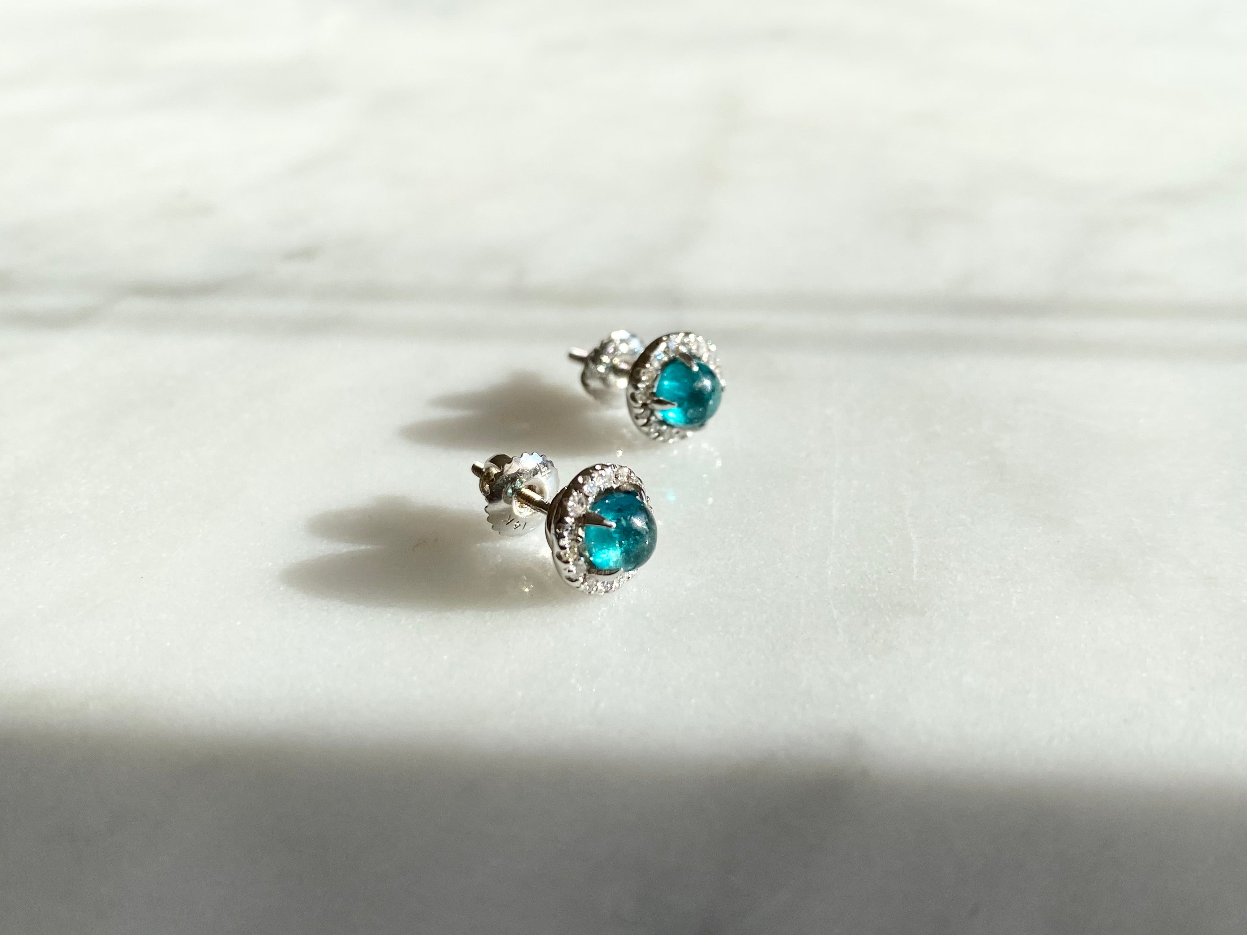 14k White Gold Apatite and Diamond Earrings