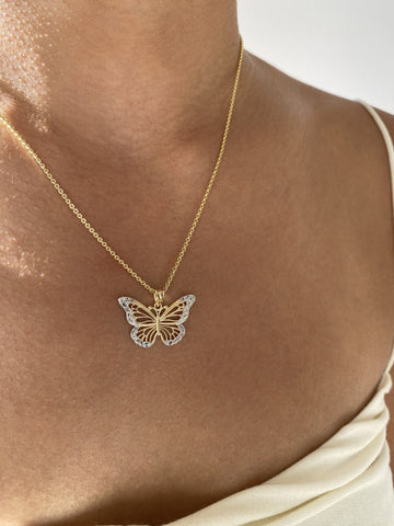 Gold necklace butterfly store
