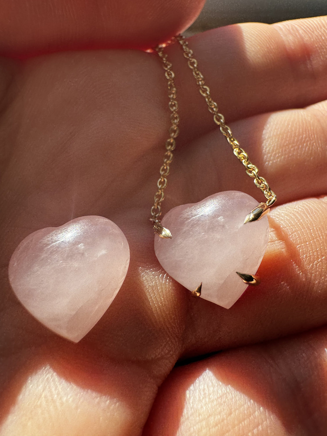 Solitaire Rose Quartz Heart Necklace