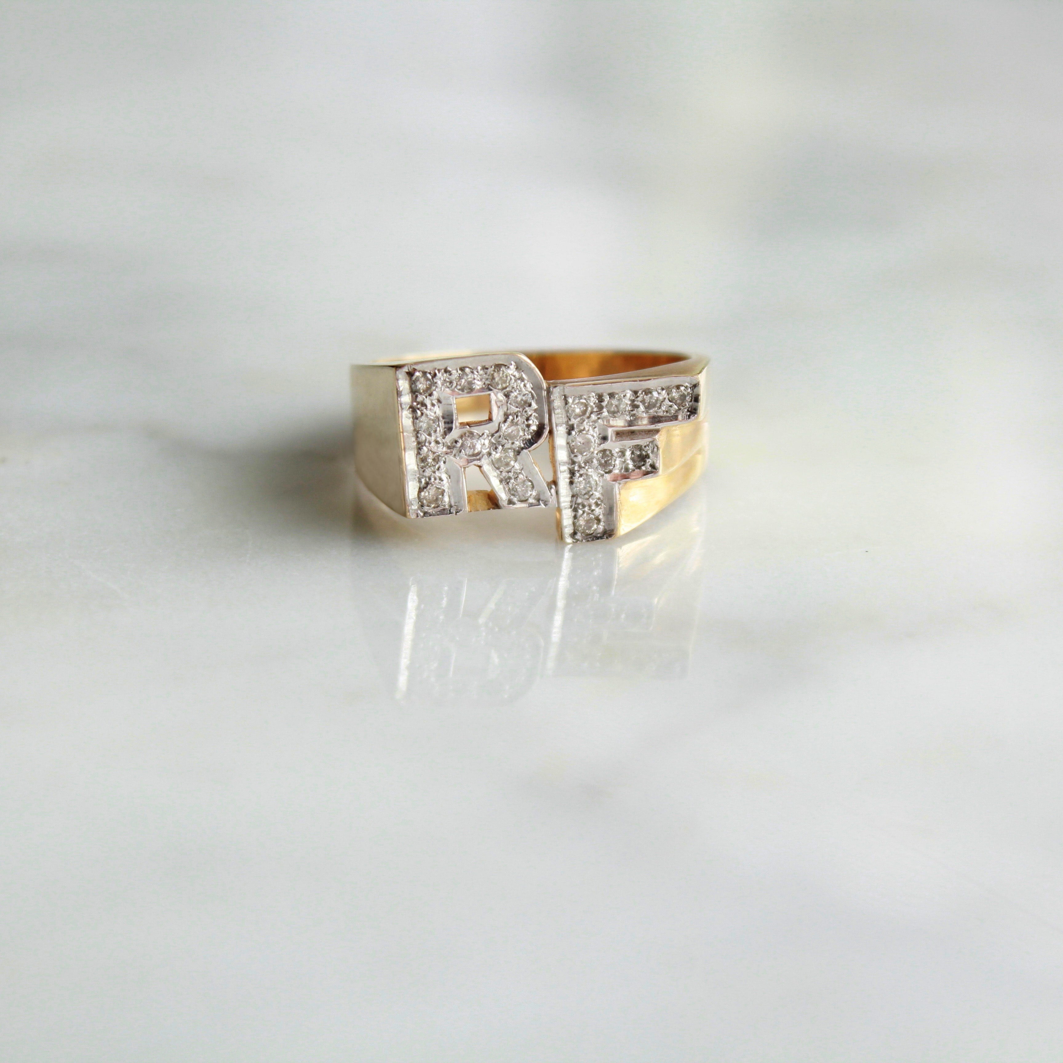 Unique Gold Ring With Letter R |